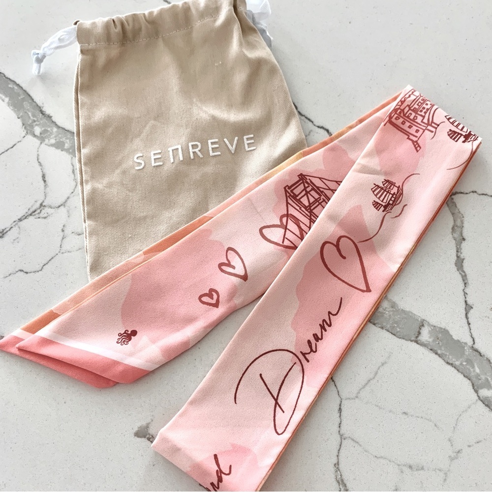 Senreve Reversible Orange Pink City Destinations Twilly Skinny Scarf - Picture 1 of 8